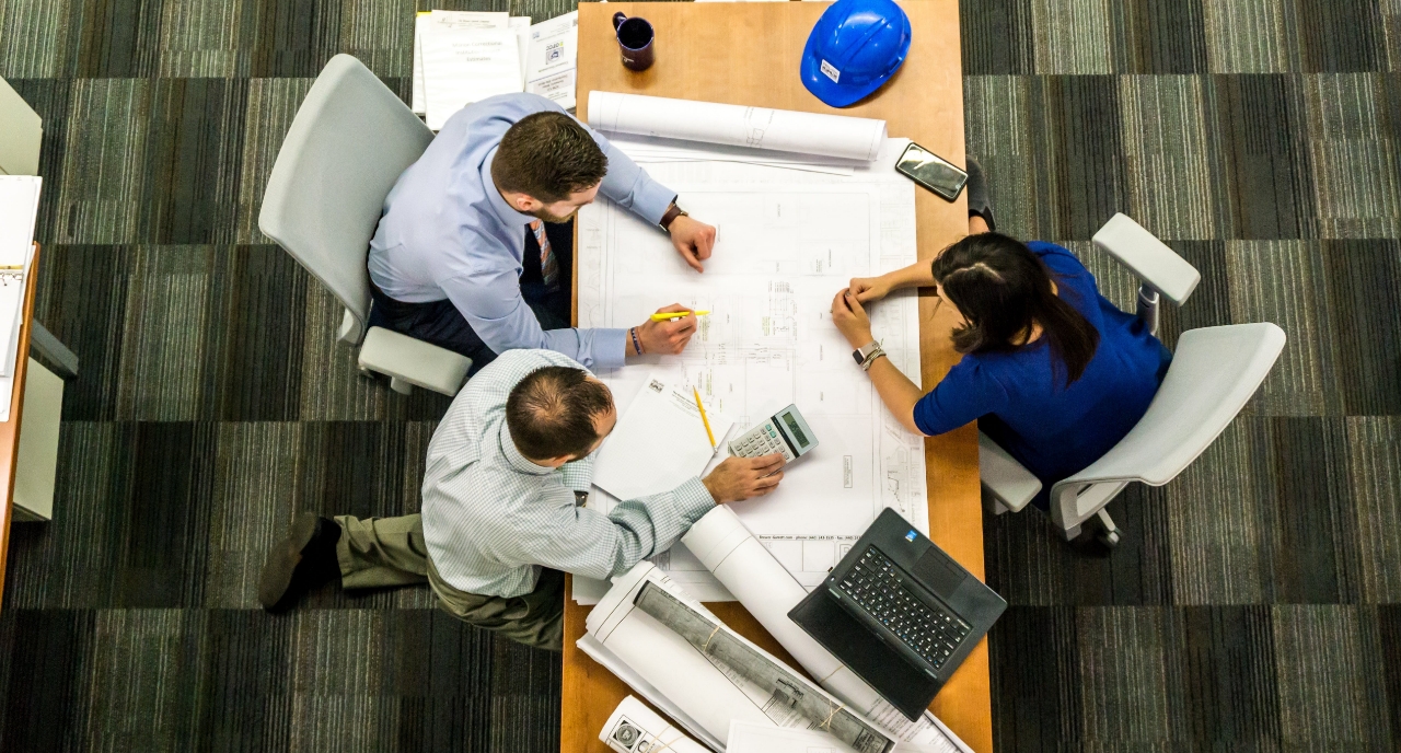 Office workers planning