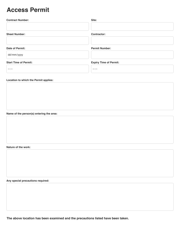 Access Permit Template Cover Image