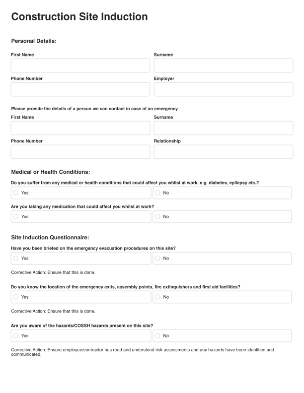 Construction Site Induction Template Cover Image