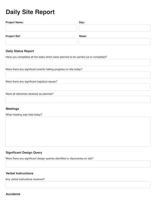 Daily Site Report Template Cover Image
