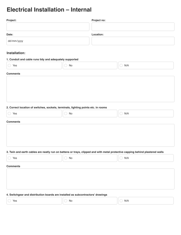 Electrical Installation - Internal Template Cover Image