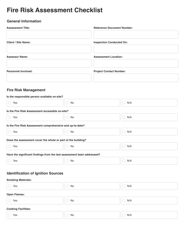 Fire Risk Assessment Checklist Cover Image