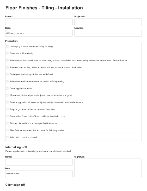 Floor Finishes - Tiling Template Cover Image