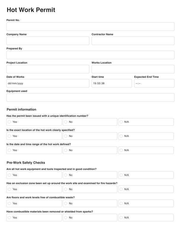 Hot Works Permit Template Cover Image