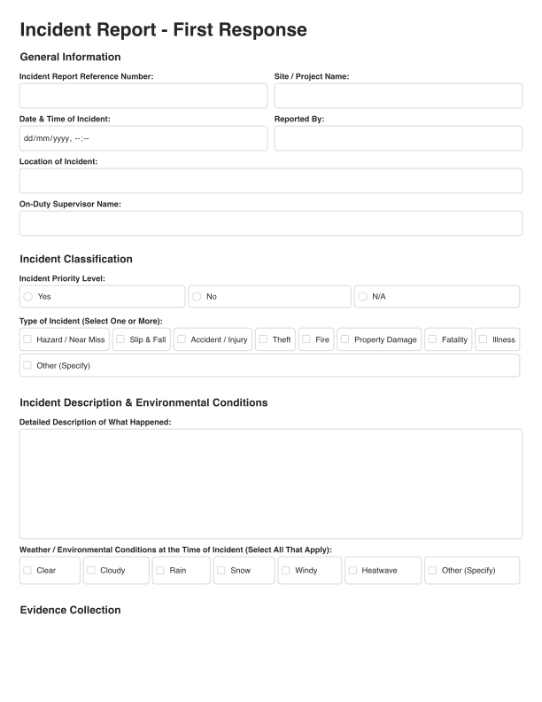 Incident Report - First Response Template Cover Image