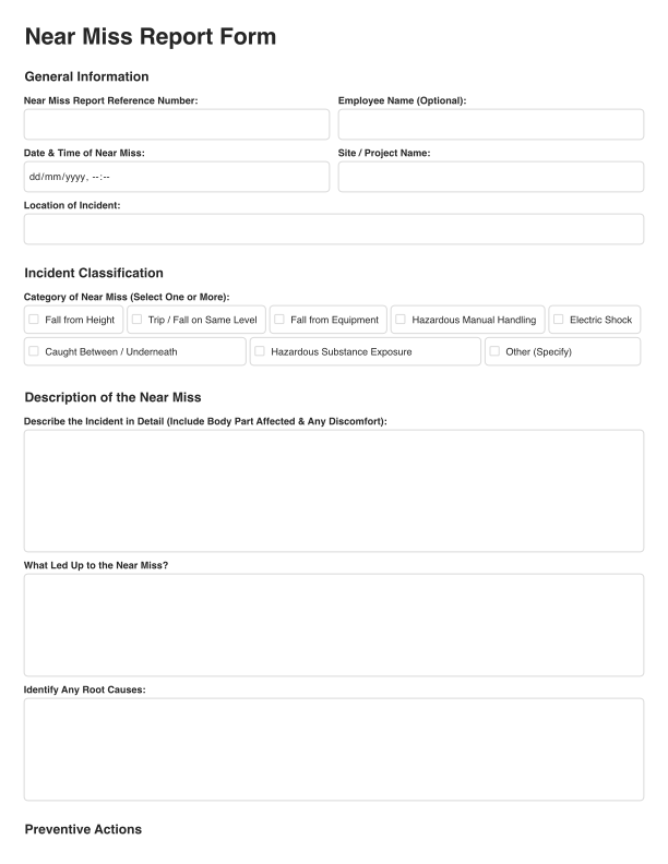 Near Miss Report Form Cover Image