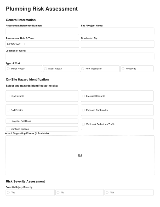 Plumbing Risk Assessment Template Cover Image