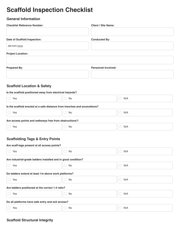 Scaffold Inspection Checklist Template Cover Image