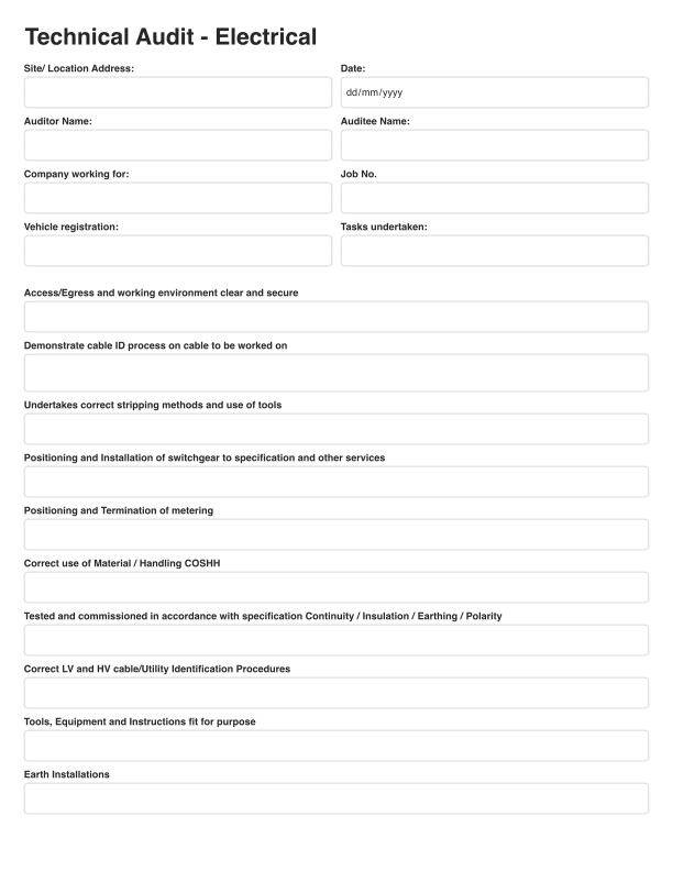 Technical Audit - Electrical Template Cover Image
