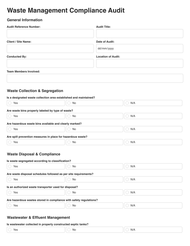 Waste Management Compliance Audit Template Cover Image
