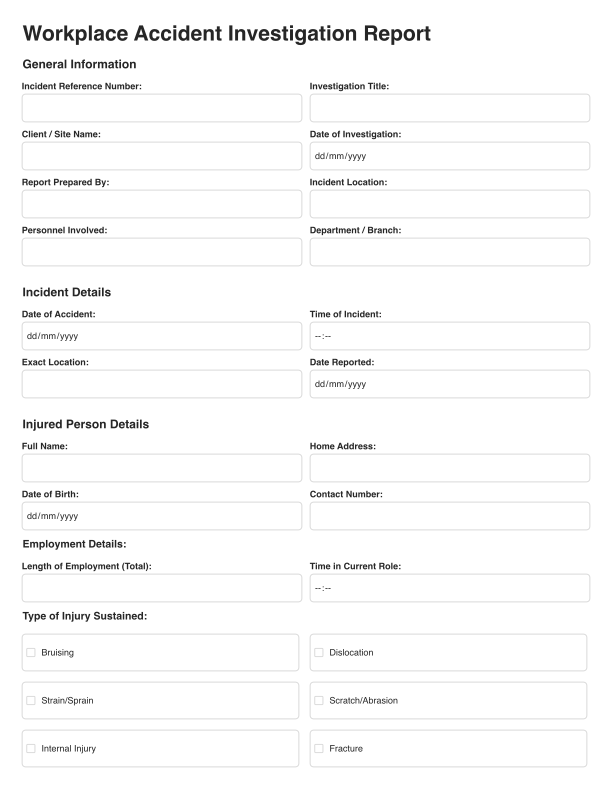 Workplace Accident Investigation Report Template Cover Image
