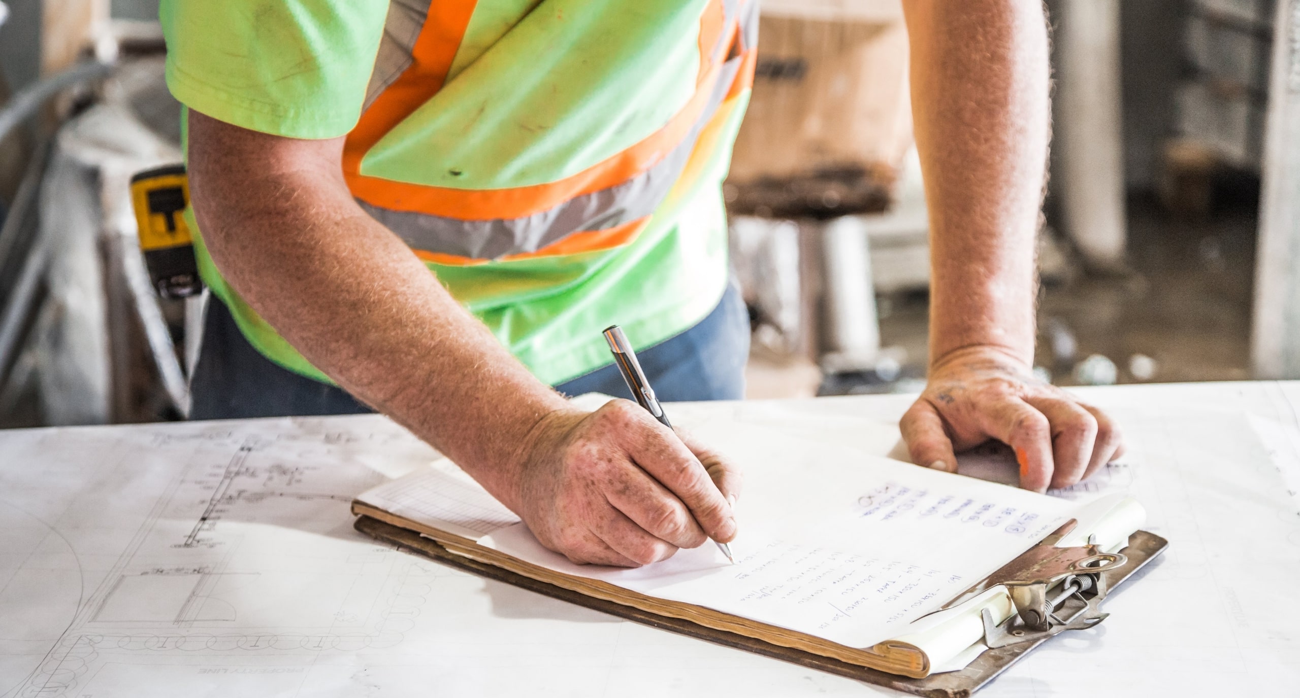 Engineer completing inspection