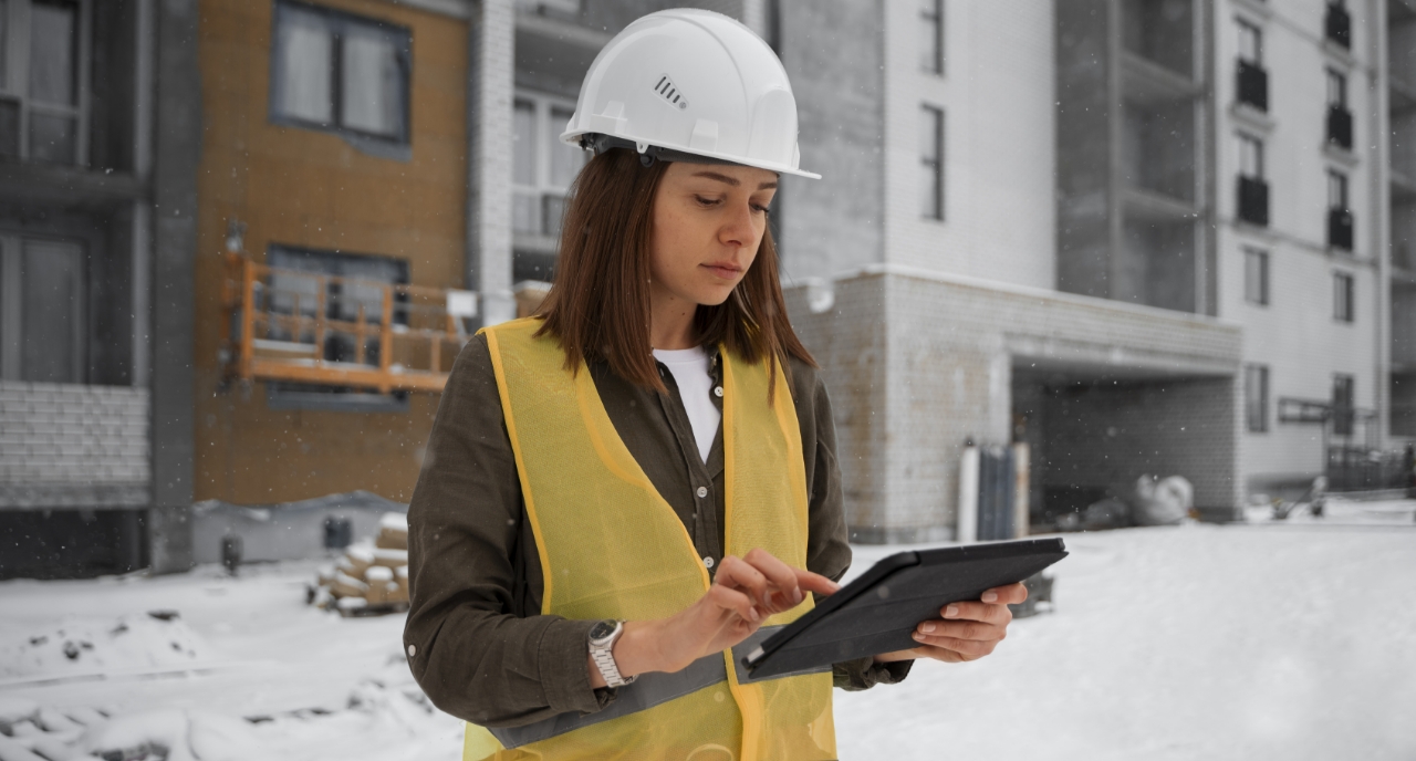 Site operative using tablet