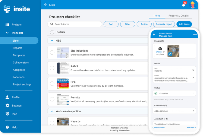 Pre-start checklists