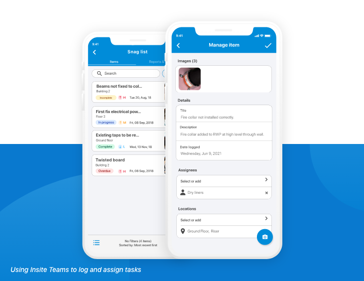 Using Insite to log and assign tasks