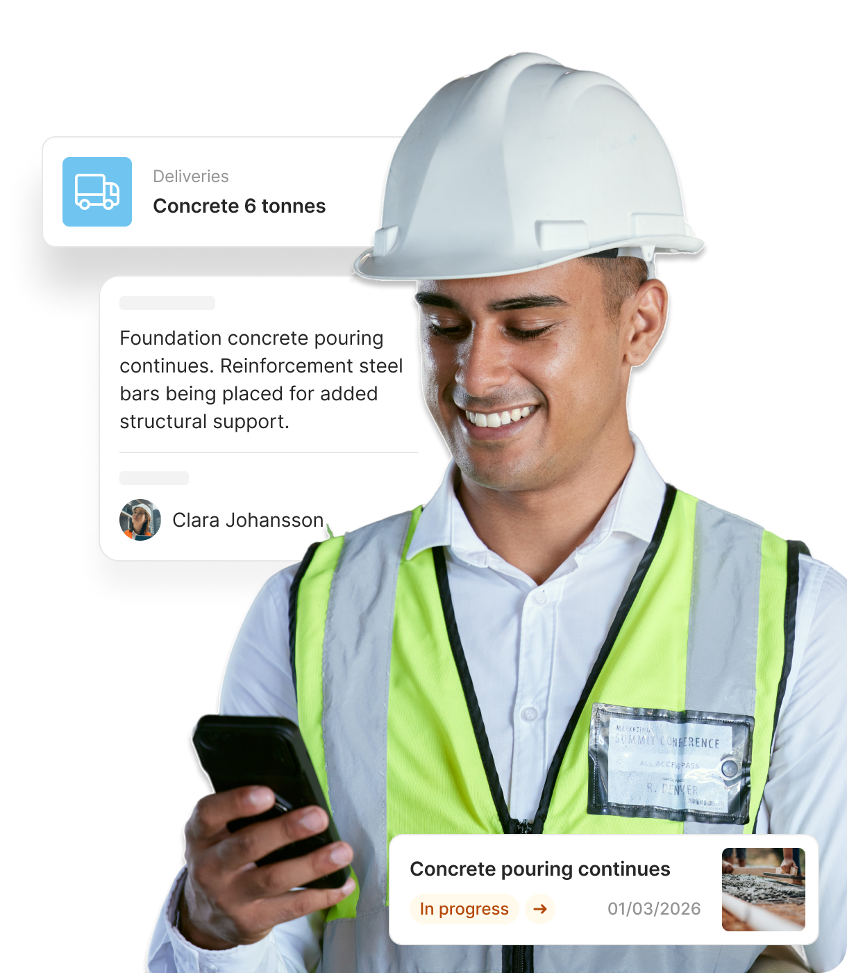 See what’s happening 
on site in real time