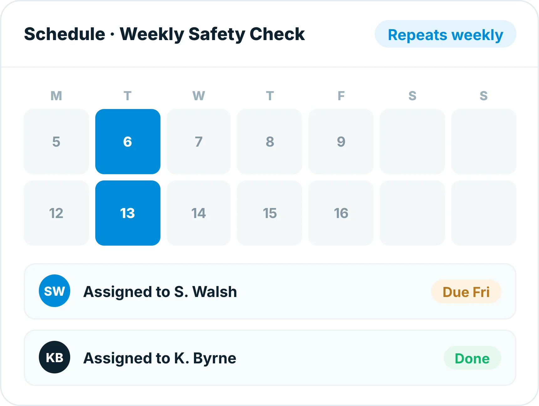 Scheduling a recurring site form and assigning it to a team in Insite