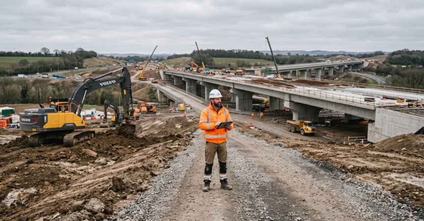 Civil engineering works on a UK infrastructure project