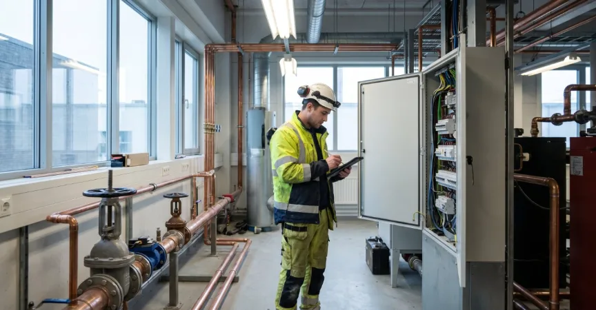 Mechanical and electrical installation on a construction site