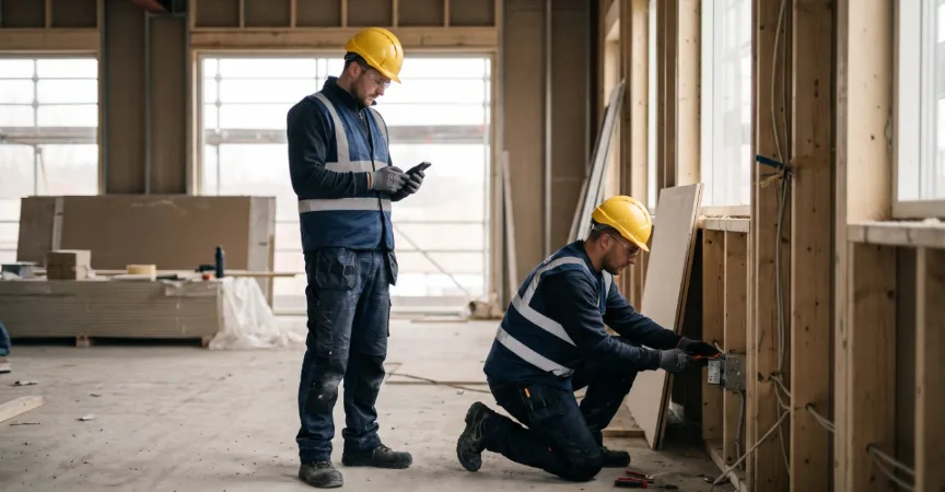 Subcontractor trades working on a UK construction site