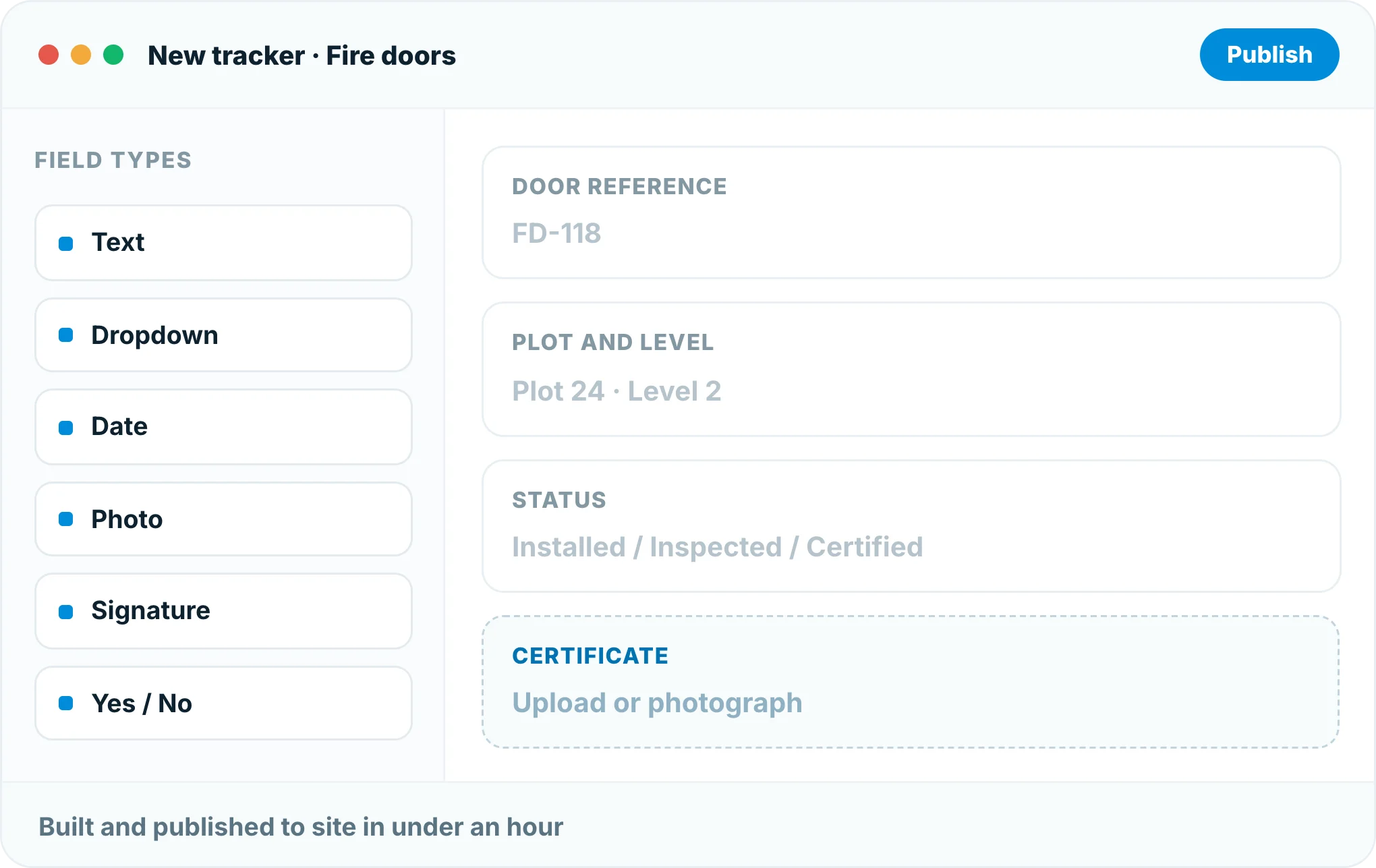 Tracker builder in Insite creating custom columns and statuses without a spreadsheet